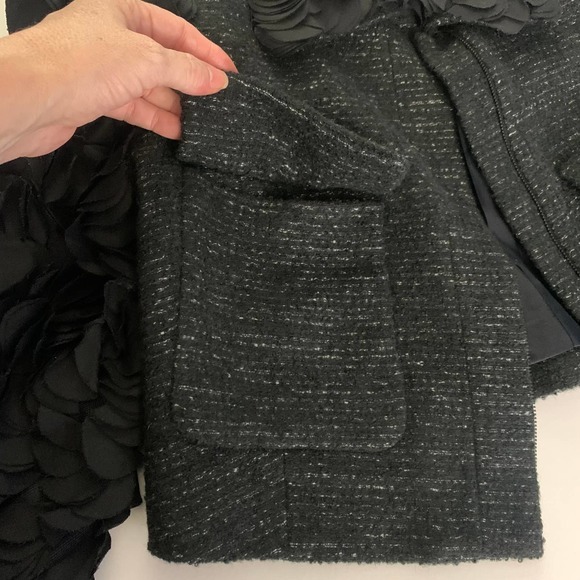 ROBERT RODRIGUEZ Black Rose Petal Ruffle Blazer Jacket - NWT - Picture 4 of 14